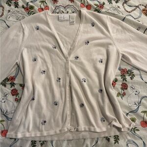 White Floral Embroidered Cardigan